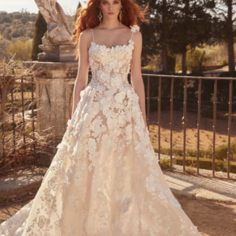 Rosemary: Elegant Cream Floral Wedding Dress